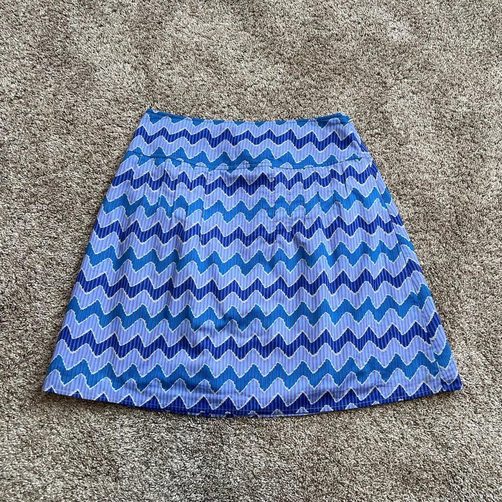 Royal Robbins Purple Teal Wave Stripe Skirt A-Line 10 Chevron Summer Vacation